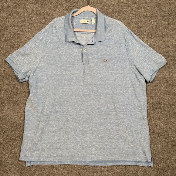 Lacoste Mens Size 4XL Regular Fit Polo Shirt Light Blue Linen Cotton Blend Golf - Picture 1 of 7